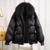 Winter Cotton Coat Hair Collar Loose Glossy Down Cotton Coat Jacket