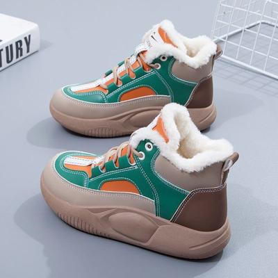 Women's Winter Fur Lined Snow Boots  Anti Slip Thick Sole Warm Ankle Booties Faux Leather High-Top Casual Short Boot With Fleece Lined for Female