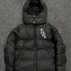 Mens Streetwear Hooded Cotton Puffer Jacket Winter Warm Loose Fit With Tiger Black