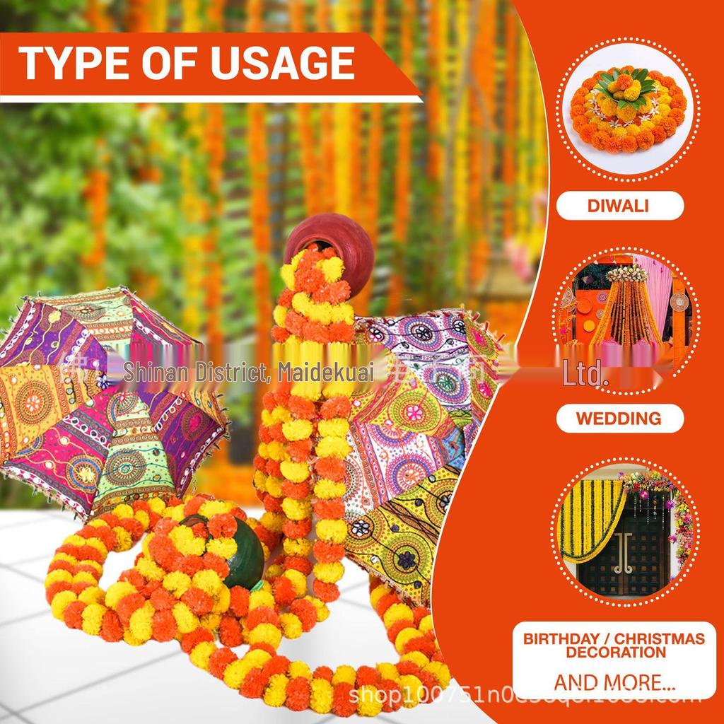 Day of the Dead Marigold Garland: Halloween & Christmas Handmade Floral String
