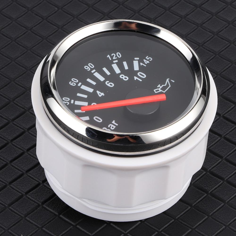 Instrument 2 Inch Oil Pressure Meter 0-10Bar 145psi Pressure Gauge LED Backlight Auto