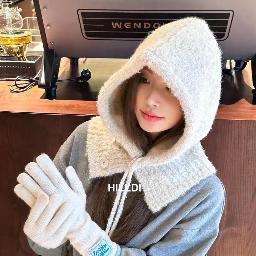 

Новый корейский балаклава шапка шарф интегрированный женский осенне-зимний теплый с защитой ушей капюшон шарф игла