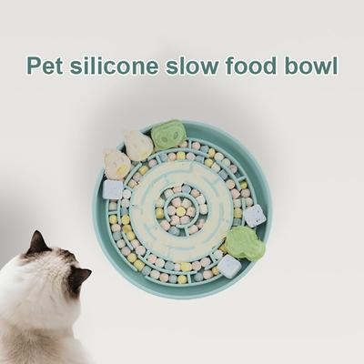 Silicone Pet Slow Feeder Bowl Round Anti-Choking Lick Mat Suction Cup Slow Down Eating Food Bowl for Small Medium Large Breed Dogs
