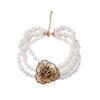 Elegant Geometric Lines Necklace Vintage Floral Pearls Ear Studs Hollow Flowers Jewelry Set  Party