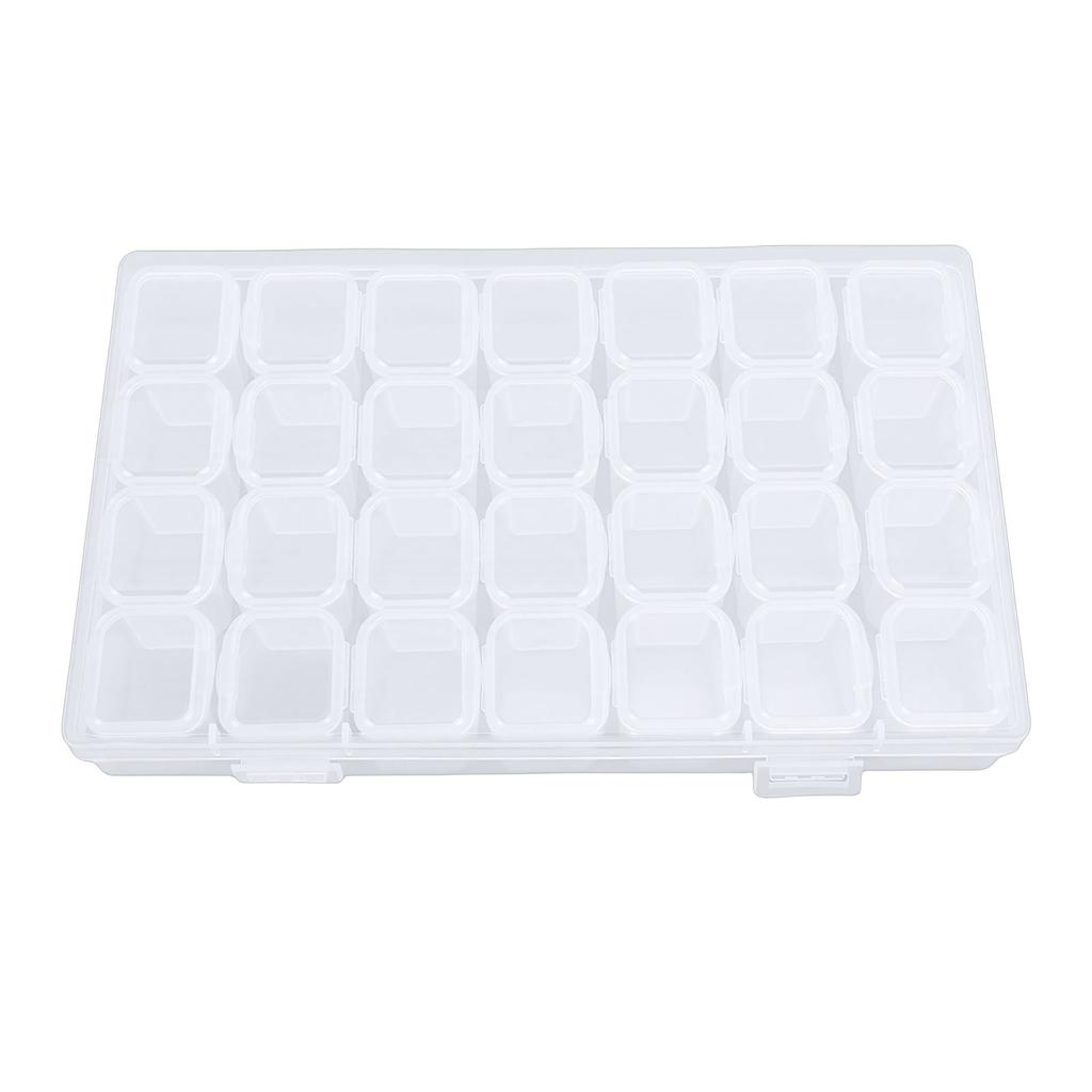 28 Compartments Nail Art Tool Box Transparent Jewelry Accessories Nail Tool Organizer with Snap Closure