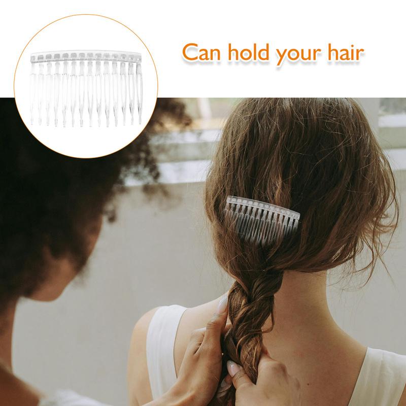 50Pcs Transparent Hair Side Combs Plastic 14-Teeth Hair Clips Lightweight Wedding Bridal Headpieces Wedding Veil Combs