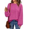 Women's Fashion Round Neck Pullover Sweater Casual Versatile Solid Color Knit Top