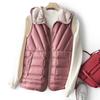 Womens Lightweight Hooded Down Vest White Duck Puffer Short Fit Casual Winter Outerwear