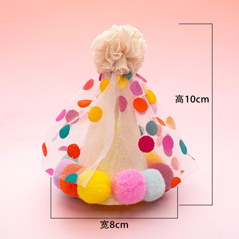 Pet Polka Dot Lace Bib Birthday Products Cat Dog Korean Color Polka Dot Collar INS Headgear