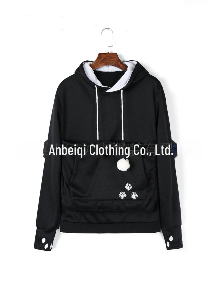 European and American Hot-Selling Embroidered Pet Hoodie with Large Pocket - Winter Plus Velvet Style