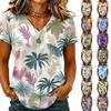 Women's Casual V Neck Short Sleeve Hawaiian Print Top T Shirt Lightweight Summer Blouse Relaxed Fit Soft Fabric