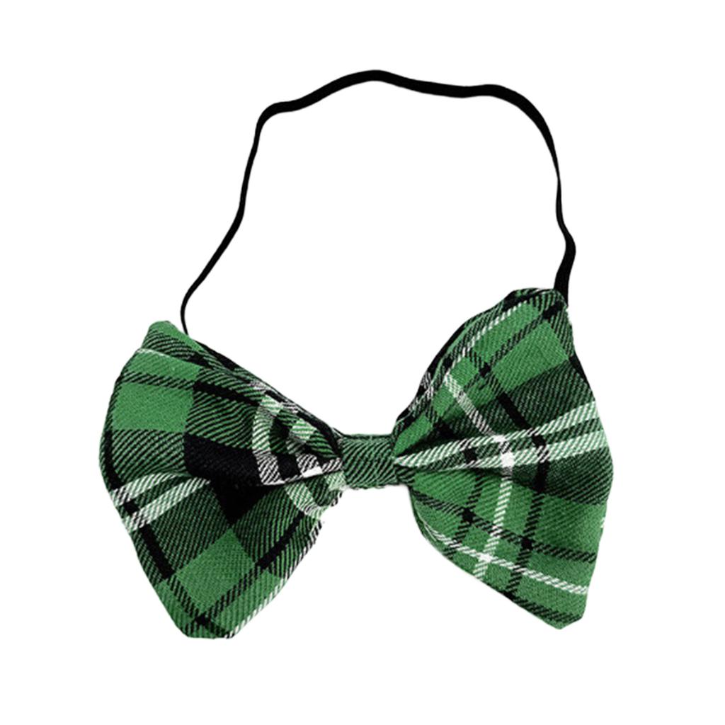 Patrick's Day Green Plaids Pre Tied Neck Tie Bowtie with Elastic Strap for Irish Festival Celebrations and Parties Event