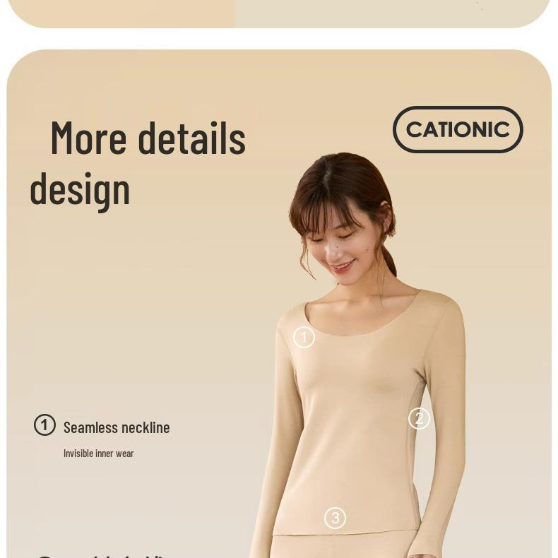 Women's Seamless Thermal Underwear Set - Round Neck, Autumn/Winter Warmth