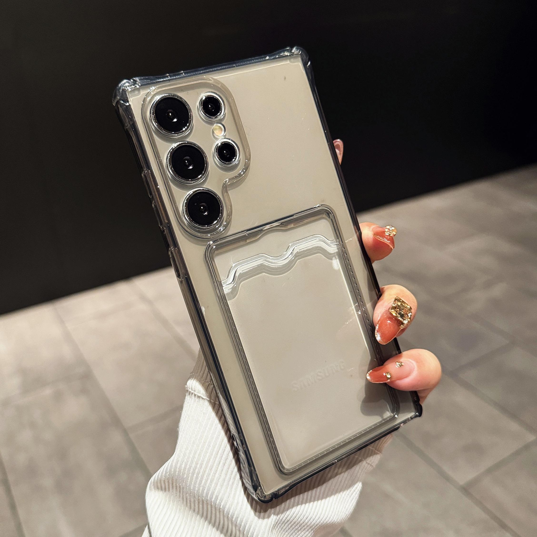 

Простой прозрачный противоударный чехол для Samsung S25 Ultra S24 FE S23 S22 A56 A36 A16 A15 A55 A35 A14 A26 A06 тонкий чехол-кошелек из ТПУ с отделением для карт Samsung S25 серый