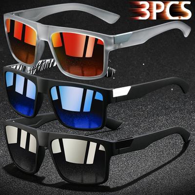3 PCS Fashion Vintage Square Sunglasses Men Fishing Driving Man Luxury Brand Designer Sun Glasses Anti-Glare Retro Eyewear UV400