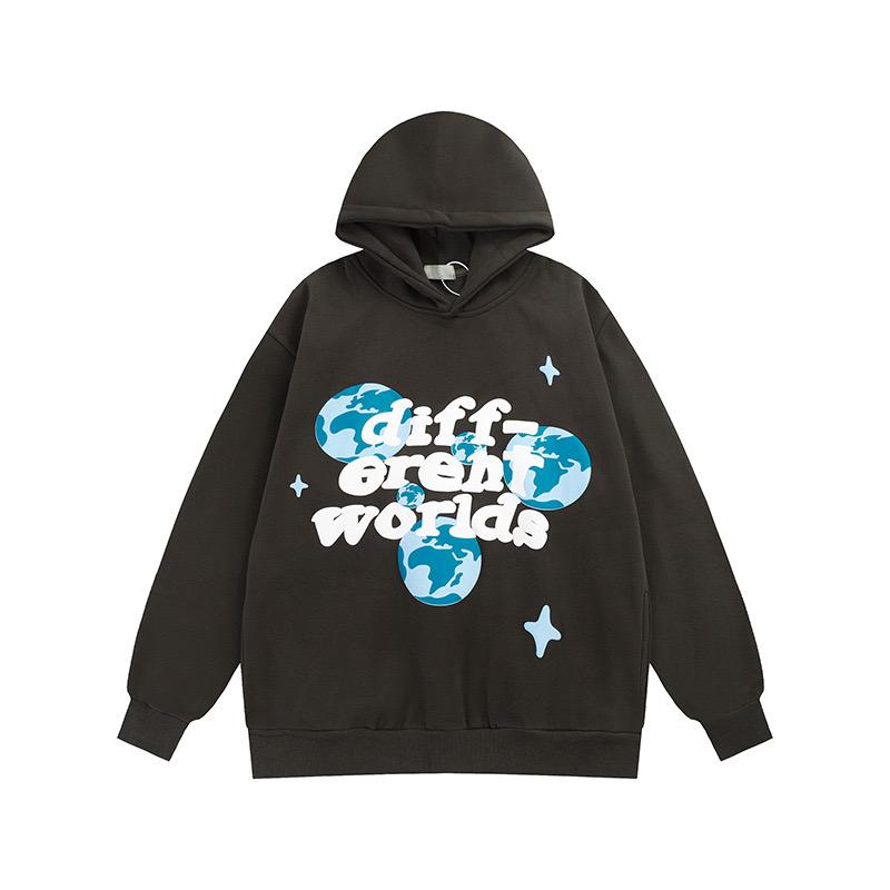 Graffiti Letter Foam Fleece Baggy Sweatshirts Męskie Oversize High Street Casual Hooded Hoodie Unisex Pullover Loose Hoody