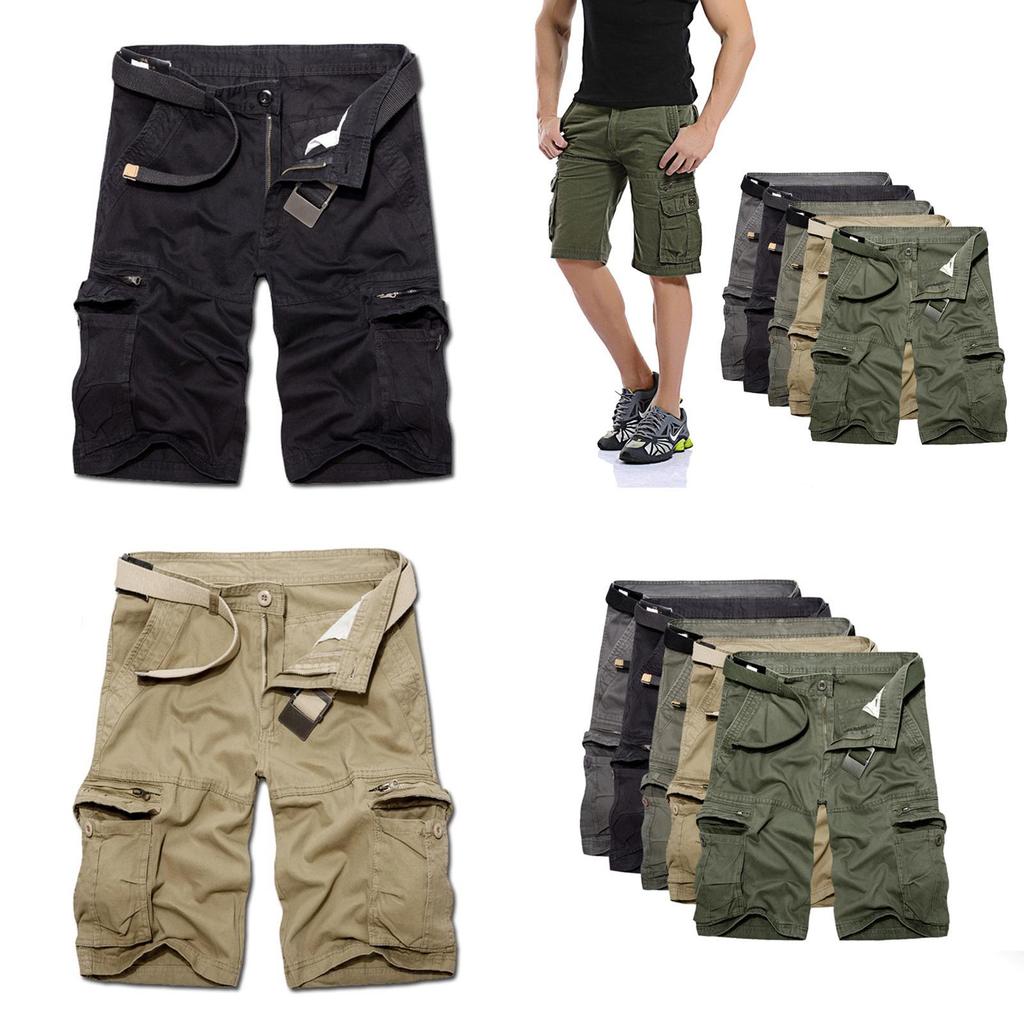 Premium Quality Men Sport Plain Cargo Shorts Military Combat Pants With Multi-pocket Design For Waist Size 29-36