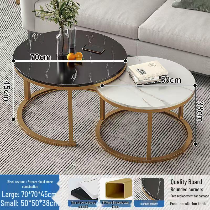 Simple Modern Light Luxury Coffee Table - Small Round Side Table for Living Room or Bedroom