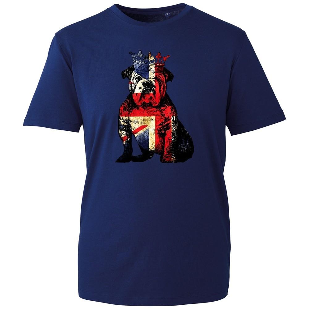 British Bulldog Union Jack T Shirt Unisexs Uk Flag King Crown Patriotic Graphic Tee S