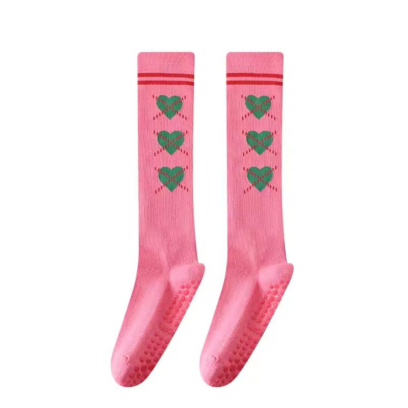 Knee High Heart Pattern Grip Breathable Comfortable Soft Pilates Fitness Exercise Studio Home Cotton Flexible Warm Yoga Socks