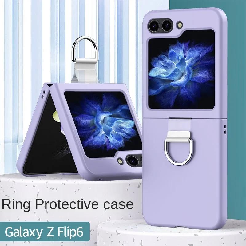 Hard Shell Plastic Ring Phone Case for Samsung Galaxy Z Flip 7FE 6 5 4 3 Flip6 Flip5 Flip4 Flip7 5G Protective Shockproof Cover