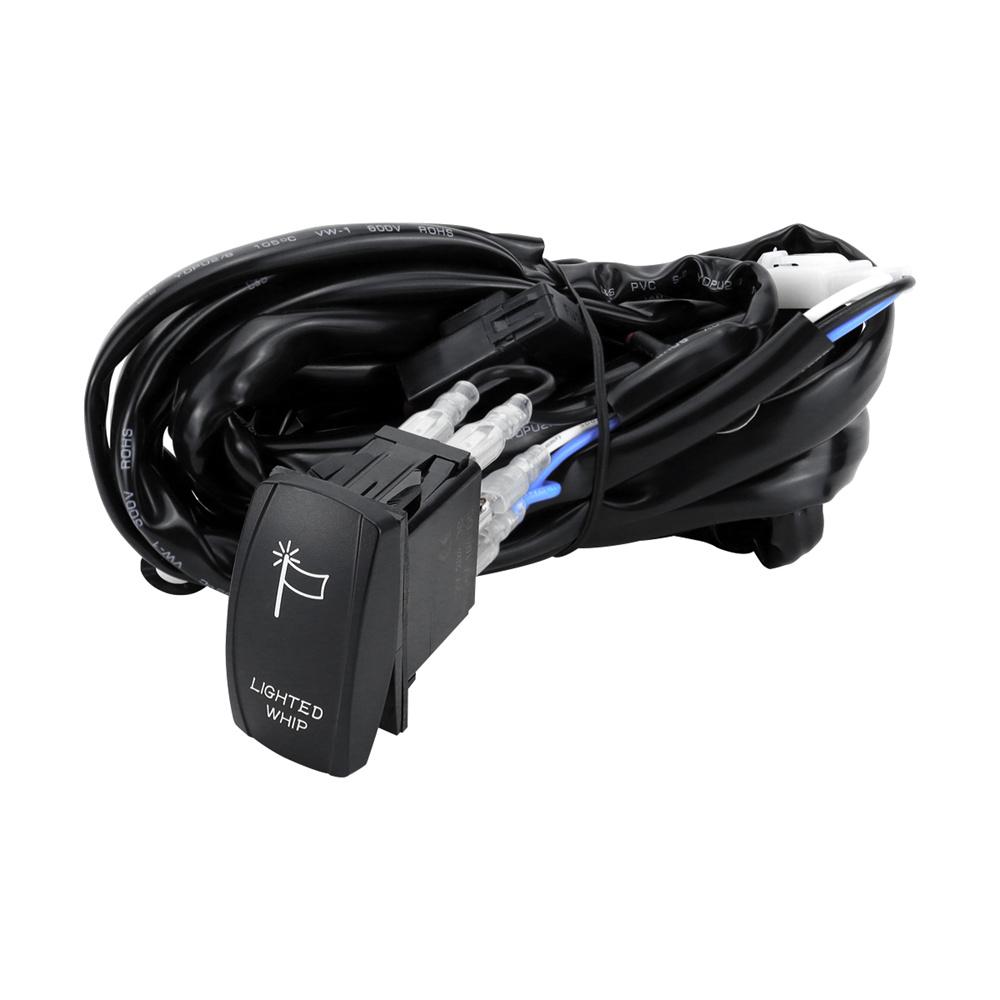 

160W Lighted Whip Wiring Harness Kit For Utv Atv Polaris Rzr Maverick X3 Talon