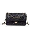 New leather small square bag camellia pattern first layer sheepskin texture chain crossbody women's bag
