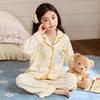 2026 Girls Cotton Long Sleeve Pajama Set Cartoon Print Comfortable Sleepwear Ages 8