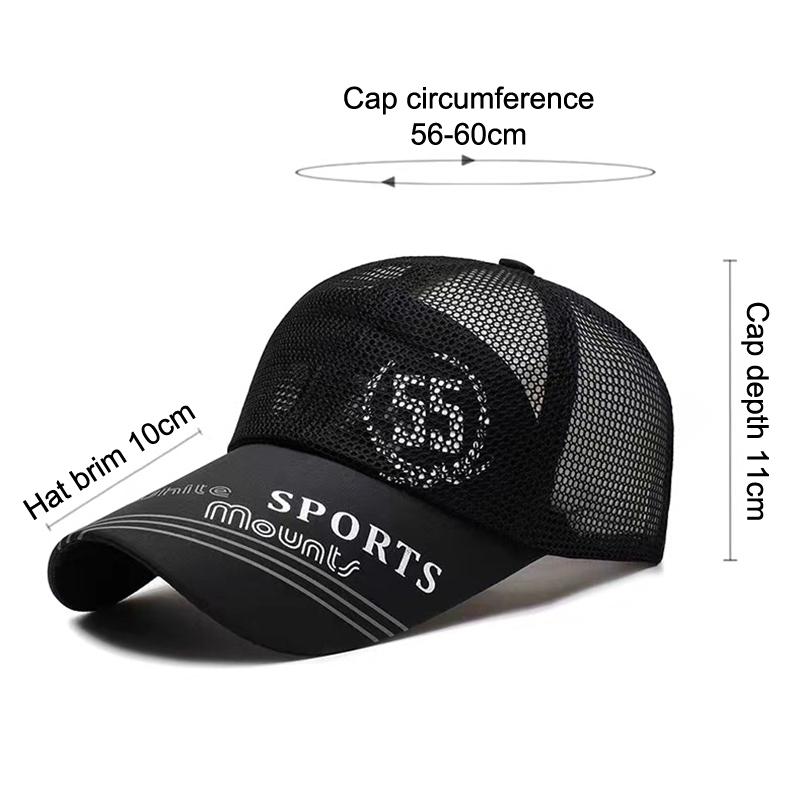Breathable Snapback Hat Male Outdoor Stylish Simple Solid Canada Summer For Men Letter Mesh Baseball Cap Sports Sun Visor Unisex