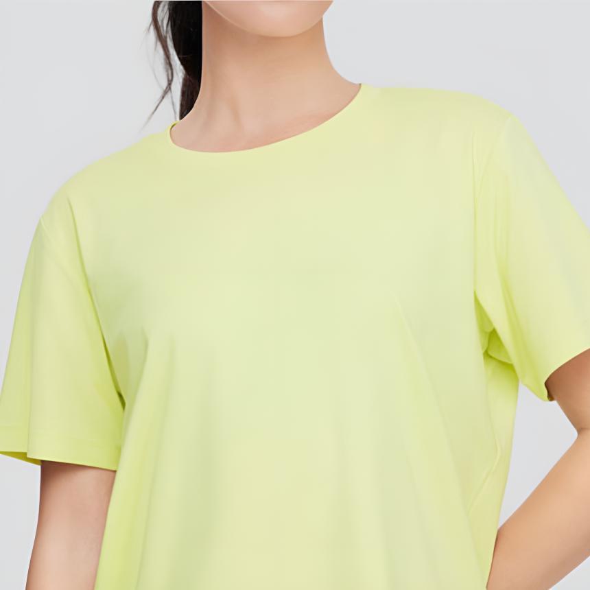 Skechers Solid Color Breathable Sports Short Sleeve Regular T-Shirt Women Tops Light-Yellow-Green P224W063-03Z2