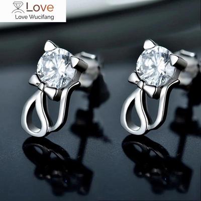 Delicate Design Women Stud Earrings with Cat Shape Stylish Jewelry Shiny Crystal Aesthetic Girl Young Lady Accessories