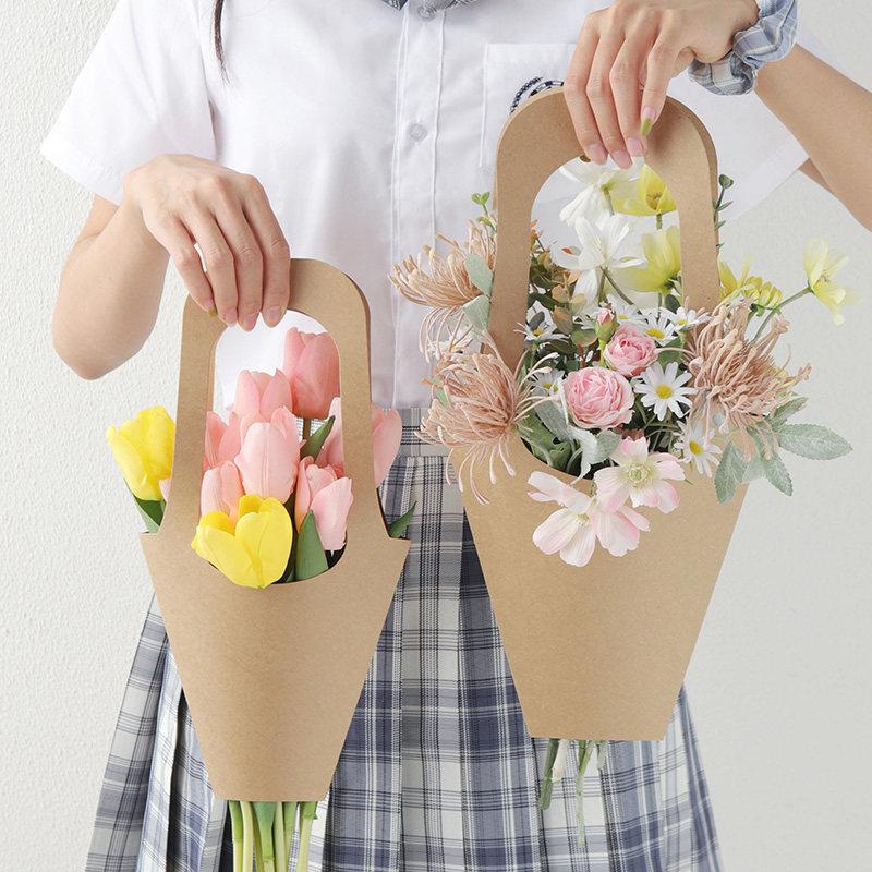 10Pcs Kraft Paper Flower Bag Valentine'S Day And Mother'S Day Bouquet Wrapping Paper