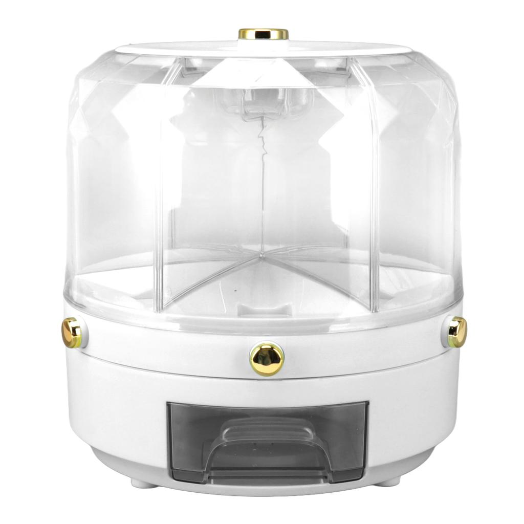 Rotatable Grains Storage Box 6 Grid 6KG 360 Degree Rotating Rice Dispenser for Rice Beans Grains Household Kitchen White