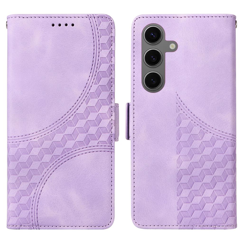 For Samsung Galaxy S25 Case PU Leather Phone Cover Rhombus Starry Imprinted