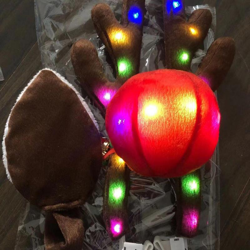 Geweih Nasenhorn LED Autodekoration Rentier Kostümset LKW Ornamente Weihnachtsfeiertags-Partygeschenke Weihnachten Sika Hirsch