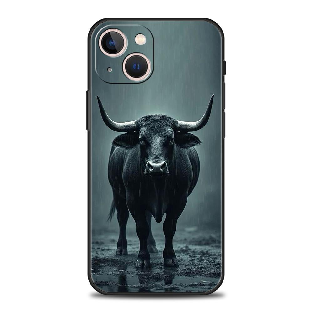 

Роскошный мягкий чехол из ТПУ для iPhone 17 Air 16E 16 11 15 14 Pro MAX 12 13 7 8 Plus X XR XS SE 2022 Чехол Бык Животное iPhone 15Pro Max