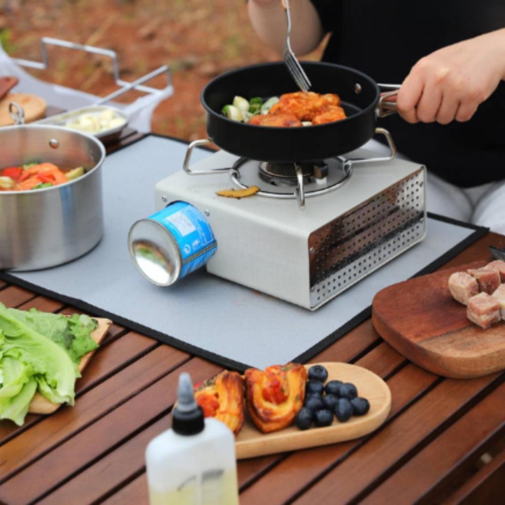 Grill Mat Waterproof Cooktop with Bound Edge Flexible for Picnics
