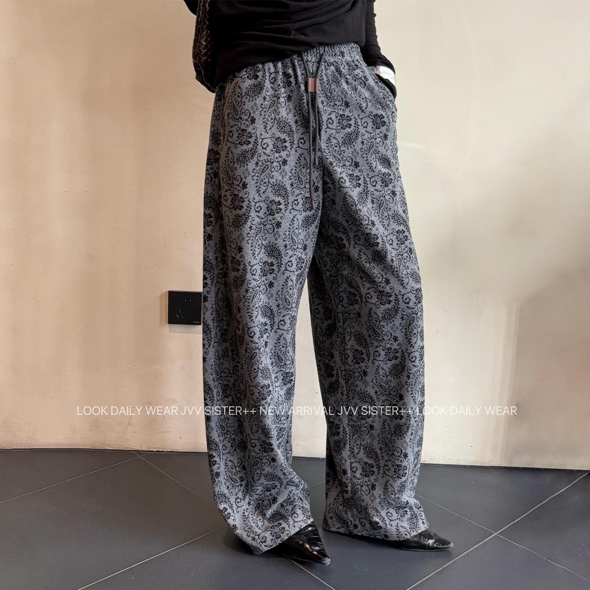 

JVV 2025 Осенние брюки палаццо с драпировкой цвета кешью для женщин 38 светло-серый