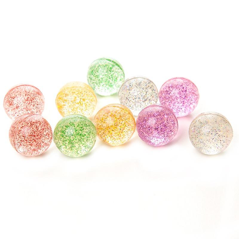 10pcs Children Bouncy Ball Toy Colored Bouncing Ball Rubber Outdoor Toys Sport Games Gold powder  Elastic Juggling Jumping Balls