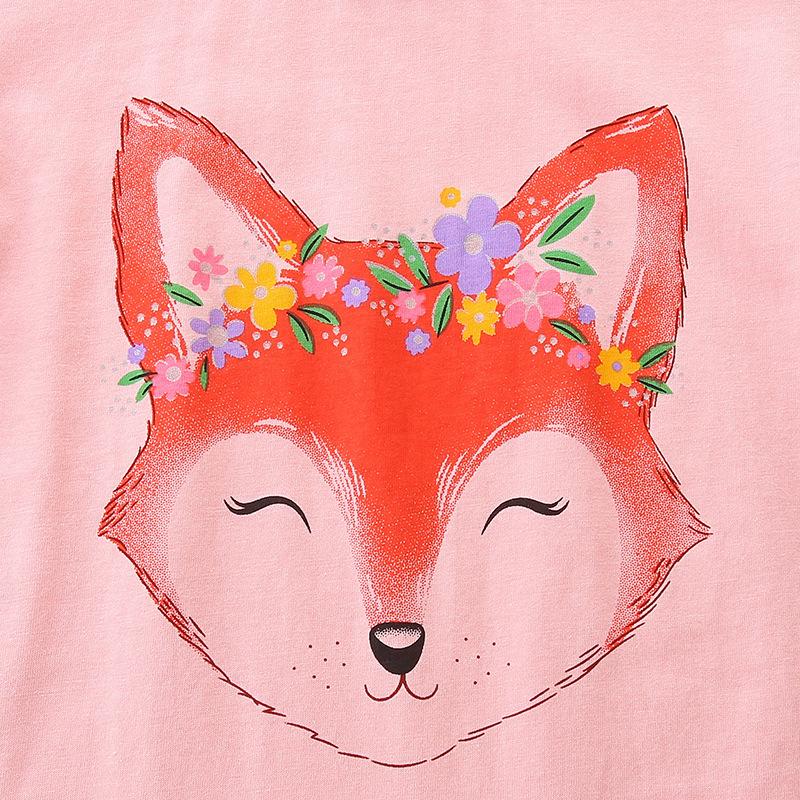 Summer New Children's T-shirt Fox Print Top Toddler Round Neck Sweatshirt
