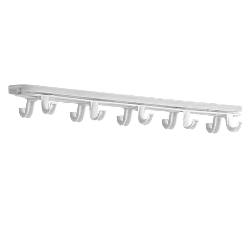 

Adjustable hook double row wardrobe pull-out storage hook entrance coat hook suitable for bathroom wardrobe shelf M білий