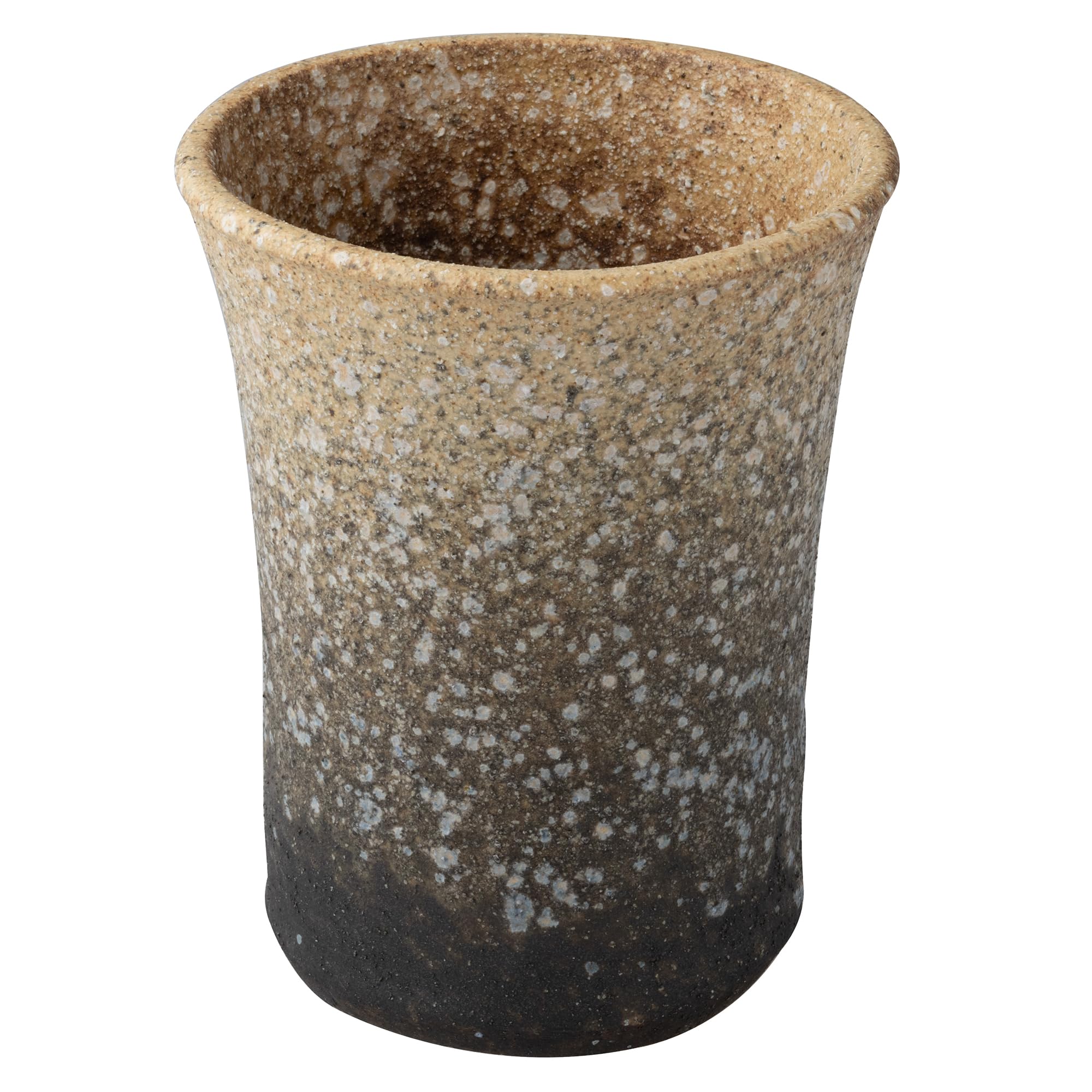 

Marui Seito Shigaraki Ware Hechimon Wine Cooler, Approximately 22cm Tall, White Stonework with Brown Finish, MR-3-4156