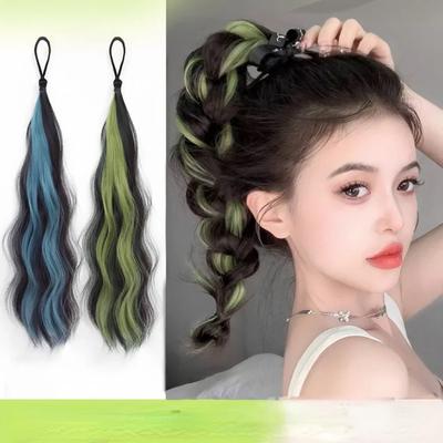 1pcs Wig Braid Dopamine Color Highlight Artificial Wig for Girl and Women DIY Fashionable Hair Styling Kids Headwear Hair Clip