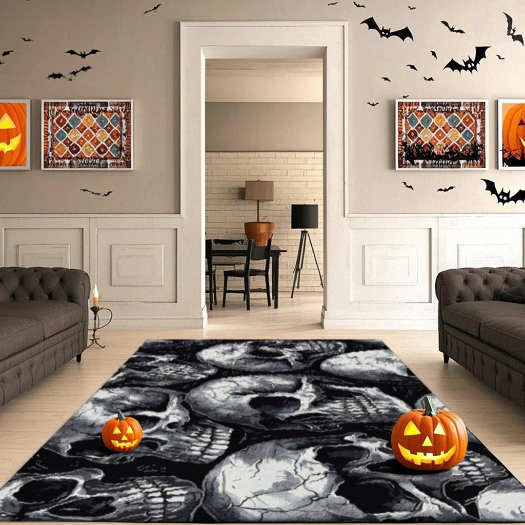 2D Fashion Halloween Print Decor Rug, Versatile Mat for Living Room, Sofa Side, Bedroom, Bedside, Entryway, Dining Room