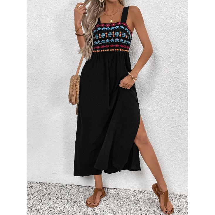 New Women'S Clothing Daily Temperament Elegant Casual Pure Desire Sexy Printed Jumpsuit Long Skirt Light Dress High-End Party Dress