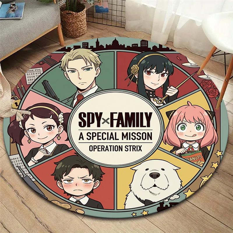 Spy Family Round Area Rug Carpet Rug For Living Room Bedroom Sofa Playroom Decor Nonslip Floor Mat