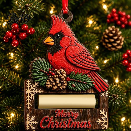 Christmas Money Gift Wooden Holder Ornament, Santa Reindeer Snowman Elf Cash Holder, Xmas Tree Hanging Decoration
