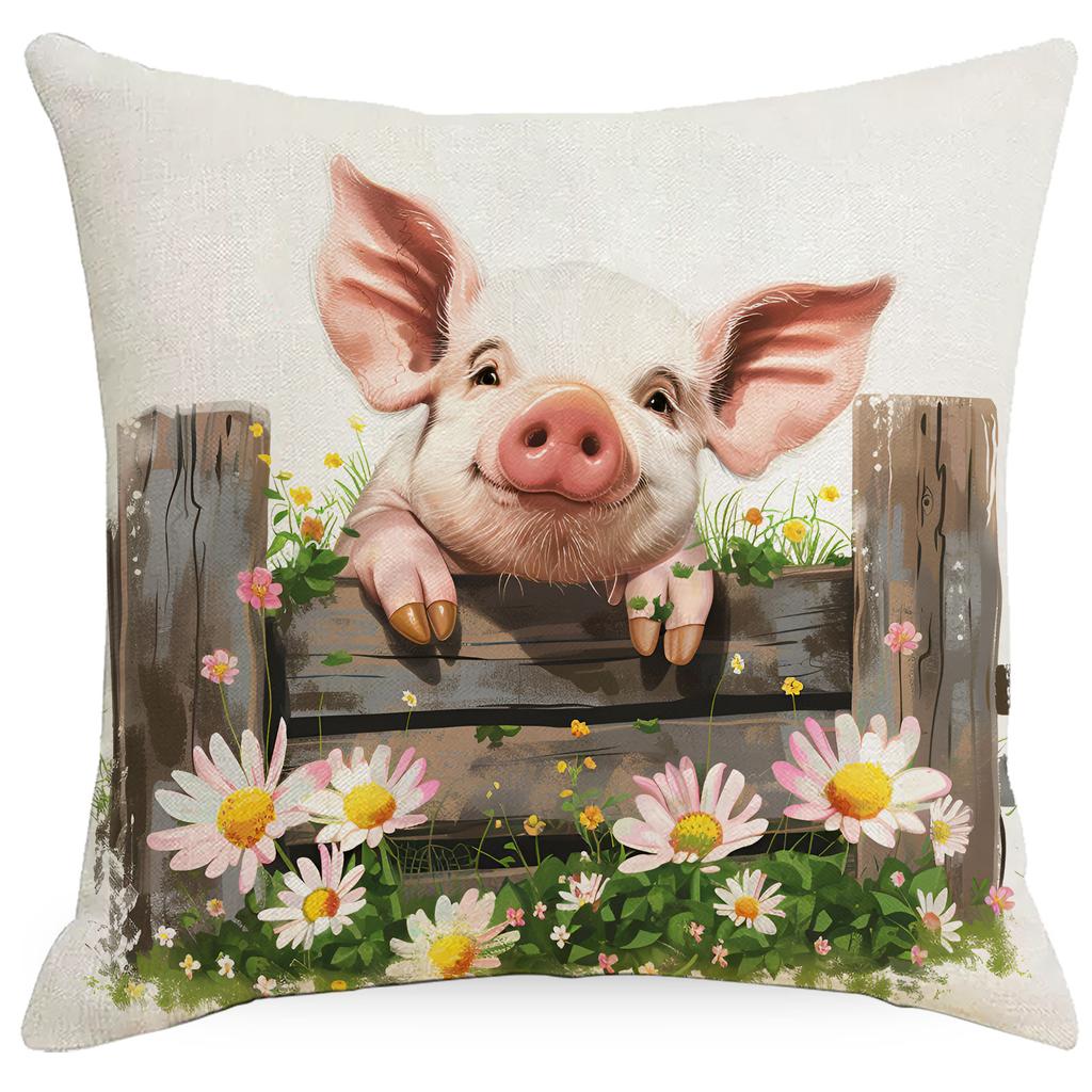 Spring Farm Animal Cow Rabbit Dog Pillowcase Home Decoration Balcony Cushion Decoration Pastoral
