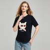 Women's Cat Print Beaded Short Sleeve T-Shirt