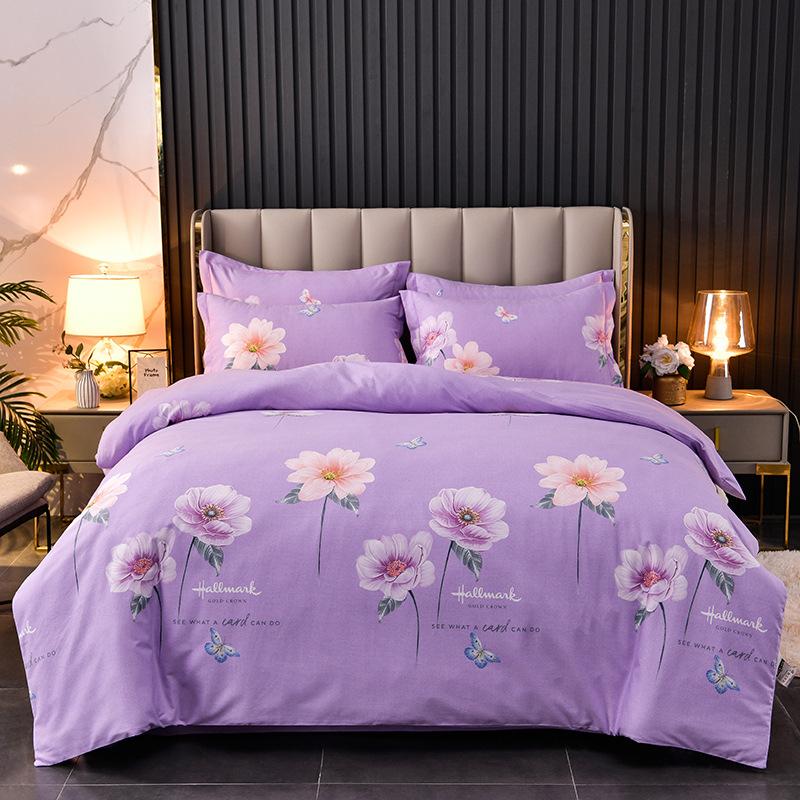 Thickened Cotton Four-piece Set, Pure Cotton Bed Sheet Quilt Cover, Dormitory Three-piece Set, Bedding